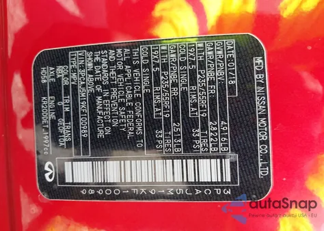 2019 Infiniti Qx50 Essential из США, поврежденный, VIN 3PCAJ5M19KF100989